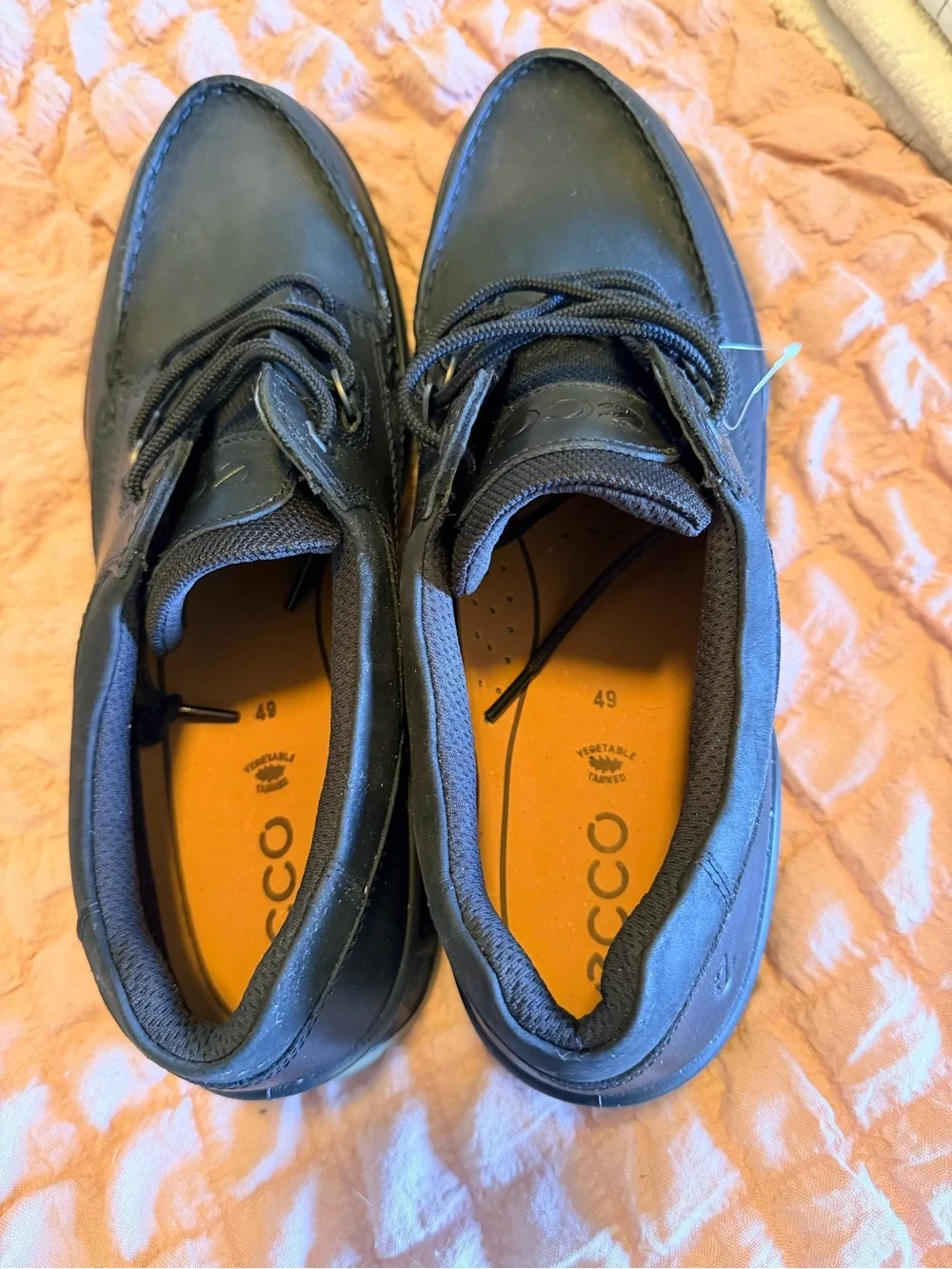 NWOT Ecco Track 25 Men's Black Leather Boat Shoes